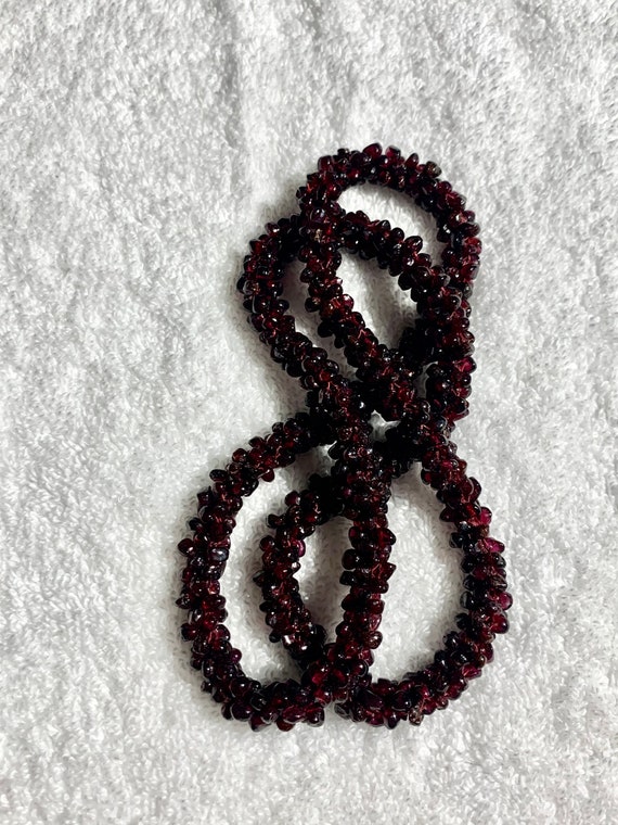 Vintage woven beaded garnet necklace