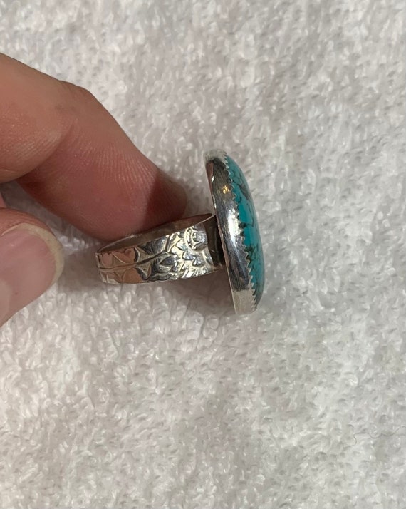 Spiderweb Turquoise Ring with Floral Shank - image 2