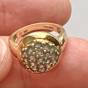 14 karat Yellow gold and topaz cluster ring in a size 5 1/2
