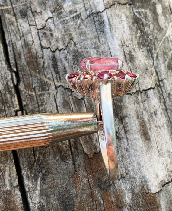 Sterling Silver Ruby Cluster Ring, Size 7 3/4 - image 5