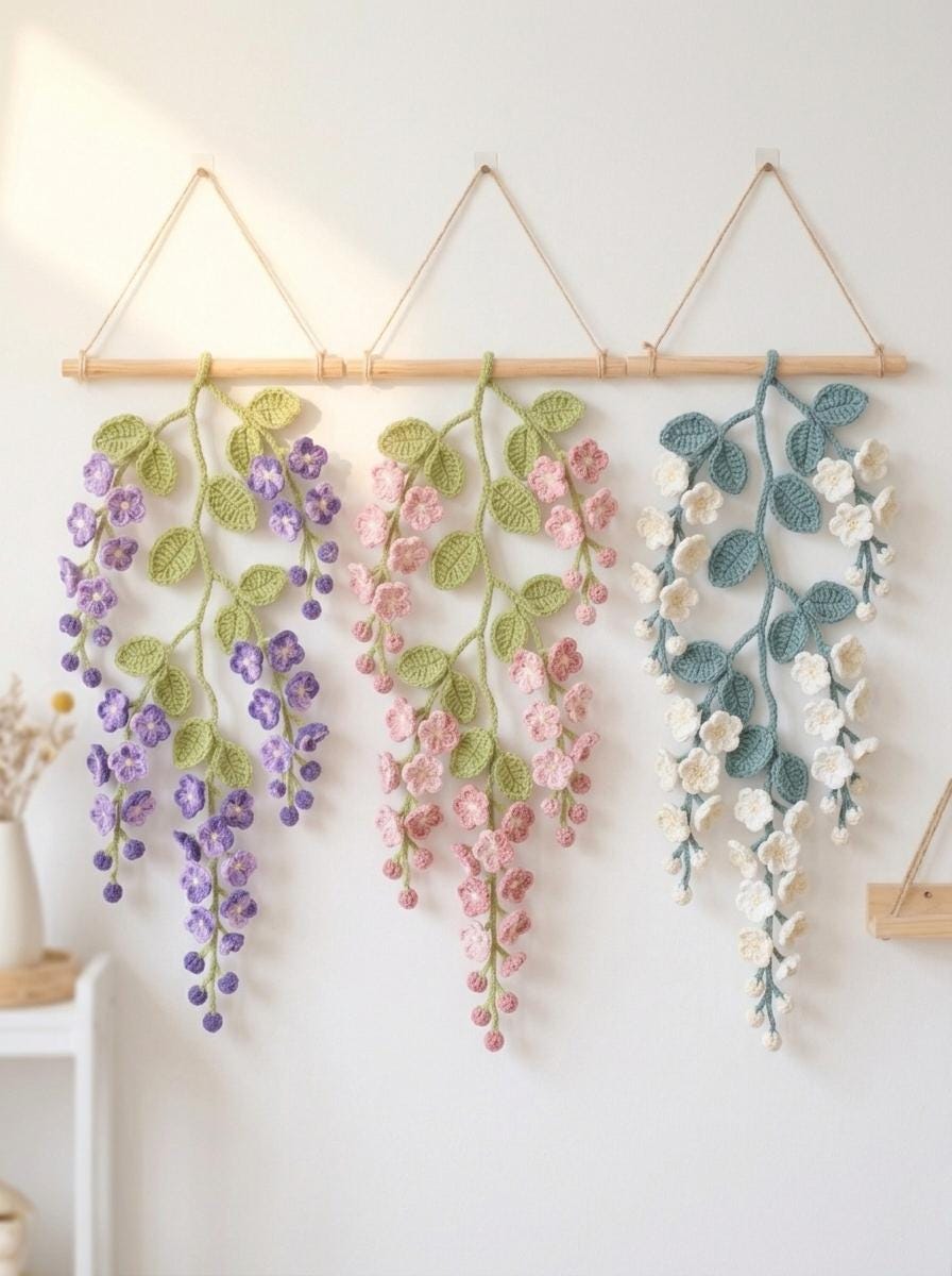 Cascading Wisteria Wall Hanging Pattern