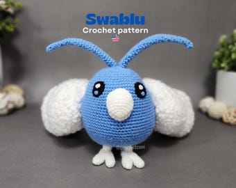 Patrón de ganchillo Swablu. Patrón de peluche amigurumi en PDF en inglés.