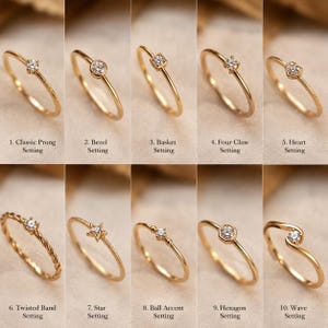 Dainty Gold Diamond Ring | Minimalist Thin Gold Band | 14k Gold Promise Ring | Simple Stacking Ring | Vintage Style Jewelry | Gift for Her