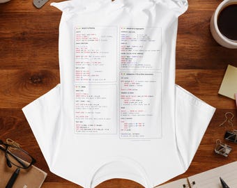 Camiseta com guia de consulta rápida de SQL | Referência rápida para estudantes de banco de dados | Guia de sintaxe de consulta impresso de cabeça para baixo para facilitar a leitura