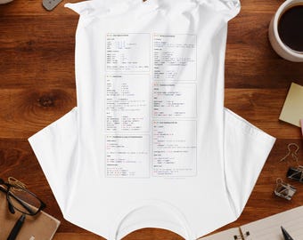 Python Basic Syntax Cheat Sheet T-Shirt | Wearable Reference for Coding Students | Programming Syntax Guide Printed Upside Down to Read