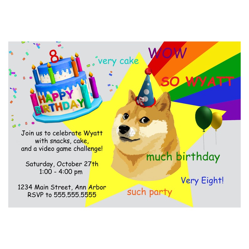 Digital Doge Meme And Roblox Birthday Card Customized Etsy - 