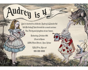 Vintage Alice In Wonderland Invitation