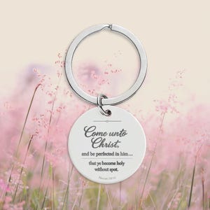 Custom LDS Moroni 10:32 Keychain – Jesus Sheep Charm, Stainless Steel Bag Accessory