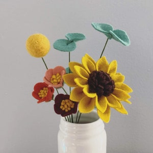 FELT FLOWER BOUQUET No. 016 - autumn thanksgiving fall decor cubicle decor sunflower housewarming gift Valentines day Mothers day teachers