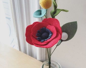 FELT FLOWER BOUQUET No. 005 forever flower bouquet teachers gift housewarming gift office cubicle decor Valentines day Mothers day