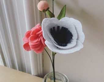 FELT FLOWER BOUQUET No. 004 forever flower bouquet teachers gift housewarming gift office cubicle decor Valentines day Mothers day