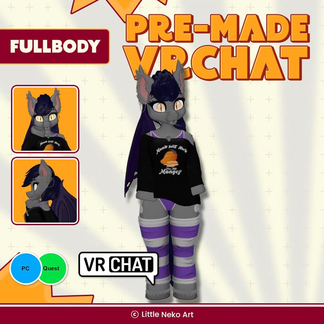 Vrchat Avatar Echo Bat Pony | Dark Winged Pony Furry | Edgy Full Body ...
