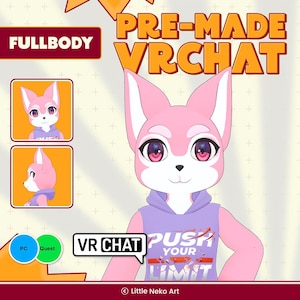 Avatar peludo de VRChat Sedrina / Chica zorro rosa / Modelo 3D de cuerpo completo