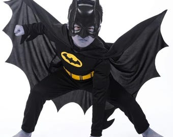 Kids Bat Hero Costume | Padded Muscle Superhero Outfit with Cape & Mask | Halloween Cosplay