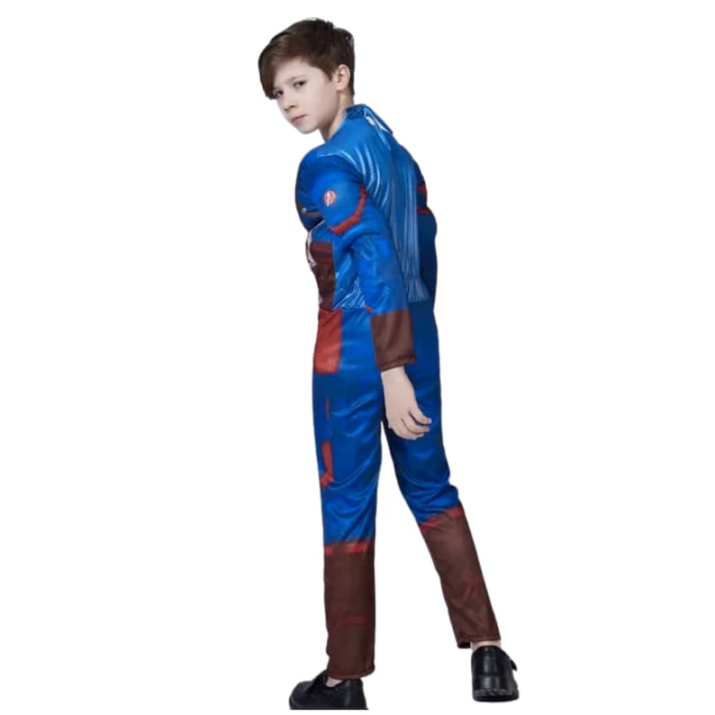 Captain Inspired Superhero Costume for Kids | Padded Jumpsuit with Mask & Shield image 5