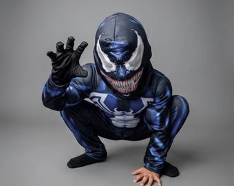 Mörk symbiotkostym för barn | Vadderad muskelsuperhjältedräkt med mask och handskar | Cosplay Halloween