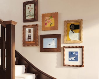 Solid Wood Picture Frame Set, Curated Gallery Wall Frames, Handcrafted Wood Decor, Single Frame or 2 3 4 6 10 Piece Set