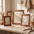 Scalloped Walnut Beaded Wood Picture Frame, Rustic Framed Vintage Botanical Print Fits 4x6 5x7 8x10, Farmhouse Wall&Tabletop, Single or Set product logo