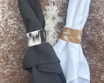 Cowhide napkin rings