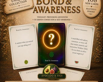 108 Spiritual Prompt Cards | Ritual Questions for Inner Work | Avocado & Figs | Printable Deck