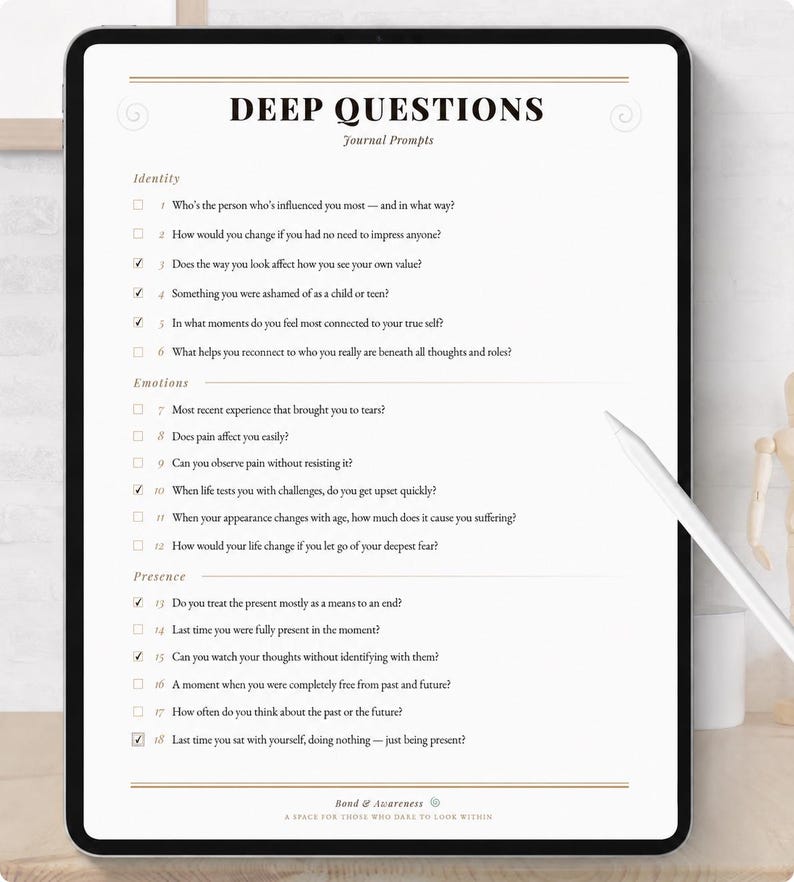 Deep Reflection Questions Journal, Editable PDF, Self Discovery Workbook, Shadow Work Prompts, Printable Personal Growth Journal image 4