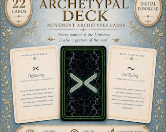 Oracle Cards Printable Deck | Somatic Mindfulness & Self Reflection | 22 Archetypes of the Universe