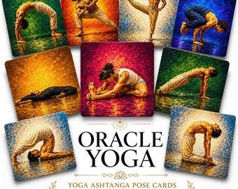 Yoga Pose Cards | Printable Yoga Flashcards with Sanskrit Names | 78 Asana Oracle Deck