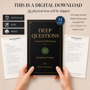 Deep Reflection Questions Journal, Editable PDF, Self Discovery Workbook, Shadow Work Prompts, Printable Personal Growth Journal image 6