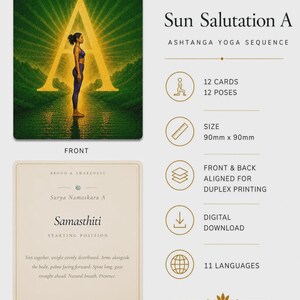 Sun Salutation A B Cards | Surya Namaskar A B Yoga Sequence Deck | 31 Printable Yoga Cards image 15