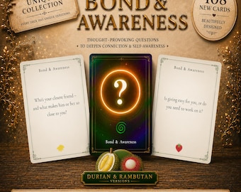 108 Deep Questions Prompt Cards | Self Discovery Journal Prompts | Rambutan & Durian | Printable Deck