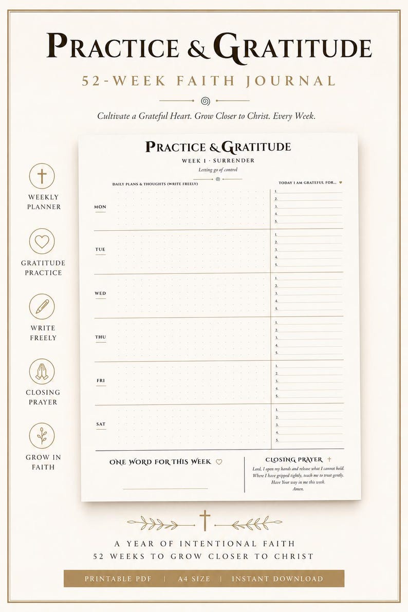 A Year With Christ | Christian Journal Printable PDF | 52-Week Bible Study Journal, Prayer Journal, Faith Planner, Christian Gift image 8