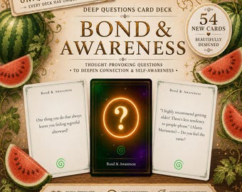 Self Discovery Prompt Cards | Personal Growth Questions | Watermelon Edition | 54 Printable Deck
