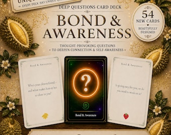 Emotional Healing Prompt Cards | Self Discovery Questions | Durian Edition | 54 Card Deck