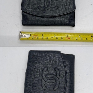 Cartera plegable CHANEL con logo CC en piel de becerro granulada, color negro, de diseñador/38 imagen 5