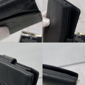 Cartera plegable CHANEL con logo CC en piel de becerro granulada, color negro, de diseñador/38 imagen 4