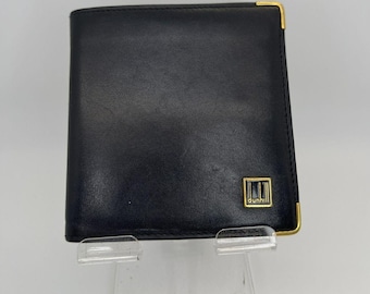 Vintage Dunhill Black Leather ID Passcase Wallet Bifold Credit