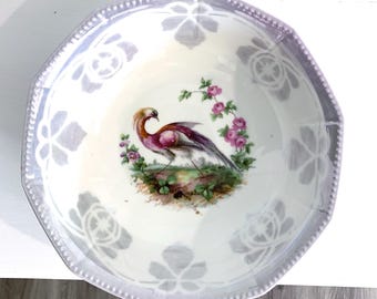 Vintage-Schale aus Lüsterware mit Vogelmotiv