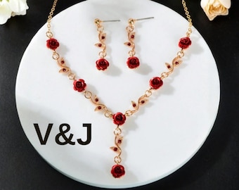 Silber Blumen Schmuck Set Halskette Ohrringe Elegant Hochzeit Jahrestag Braut Geschenk Damen