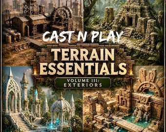 Cast n Play Terrain Essentials Vol 3 Exteriors Mega Bundle STL, Teren fantasy, Sceneria do gry planszowej, Pliki do druku 3D do gier RPG Wargame