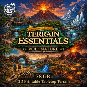 Cast n Play Terrain Essentials Vol 1 Nature Mega Bundle STL, 78 GB Fantasy Terrain, Bordssceneri, RPG Wargame 3D-utskriftsfiler