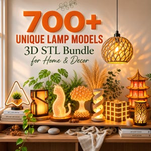 3Dプリント可能なランプSTLファイル｜モダン＆装飾ランプバンドル｜ホームデコレーションファイルバンドル｜花瓶、プランター（デジタルダウンロード）