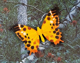 Hand-Painted Wooden Butterfly Brooch | Unique Decor, Jewelry