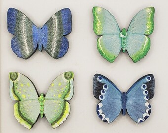 Butterfly Brooch/Magnet/Hairclip || Hand-painted, one of a kind, set of 4