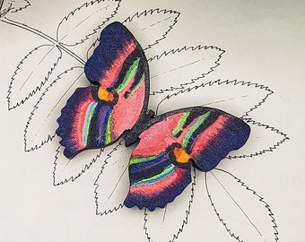 Butterfly Brooch/Magnet/Hairpin || Hand-painted, one of a kind