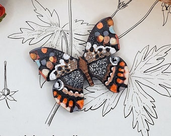 Hand-Painted Butterfly Brooch | Wooden Butterfly Decor