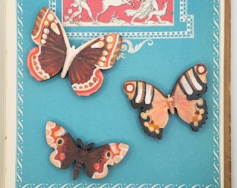 Hand-Painted Wooden Butterfly Brooch | Unique Decor