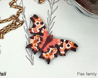 Hand-Painted Wooden Butterfly Brooch | Unique Decor