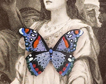 Hand-Painted Butterfly Brooch | Wooden Jewelry, Unique Decor