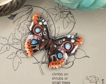 Hand-Painted Wood Butterfly Brooch | Unique Decor, Butterfly Magnet, Hair Clip