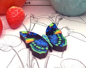 Hand-Painted Butterfly Brooch | Unique Wood Decor